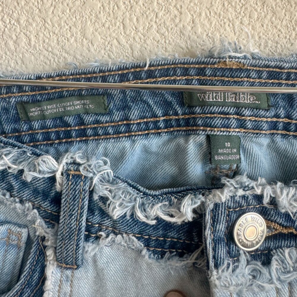 Wild Fable Patchwork Button Fly Blue Jean Shorts Denim - Picture 6 of 8